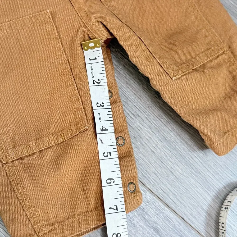 Carhartt Canvas Bib Overalls Size 6 mos. Double Knee Snap Crotch Play Mini Me